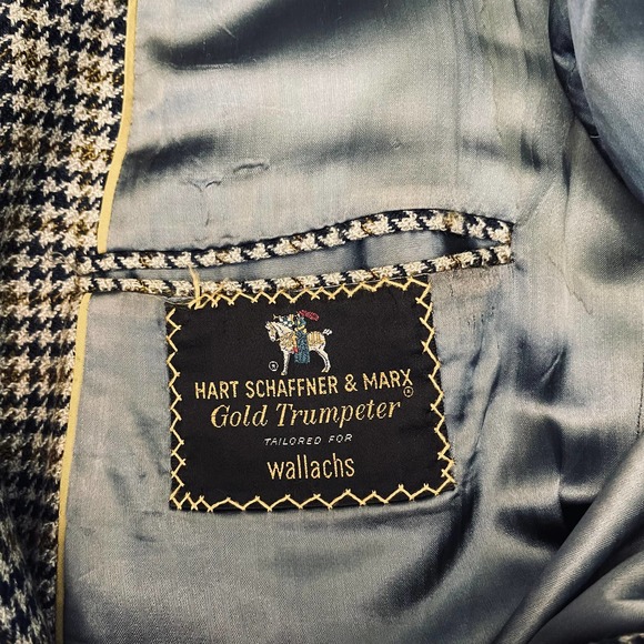 Hart Schaffner Marx CASHMERE Classic Houndstooth Blazer Sport Coat 44L - Picture 4 of 12